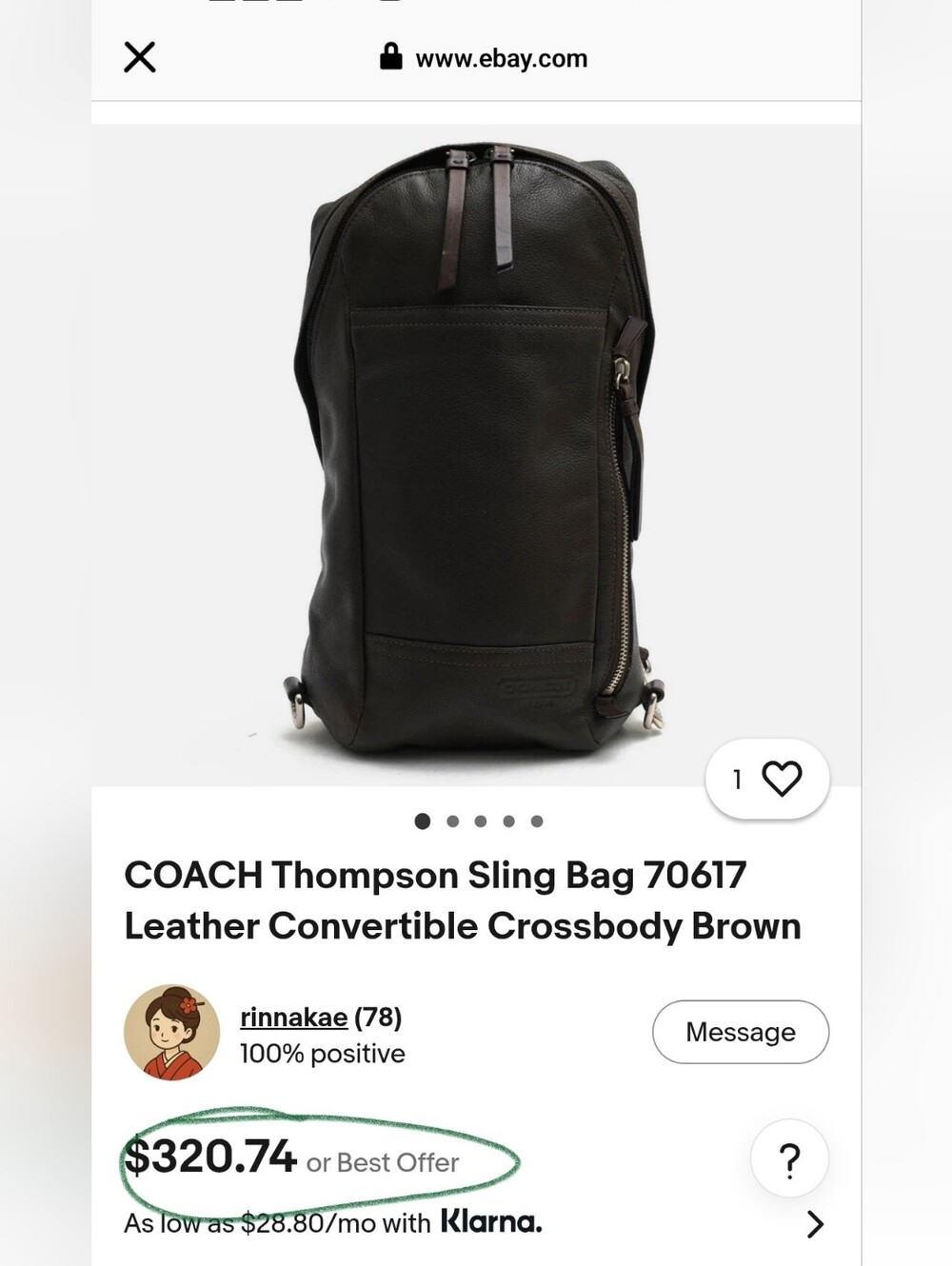 Coach 70617 Thompson Convertible Black Leather Sling Bag Backpack - Picture 6 of 10